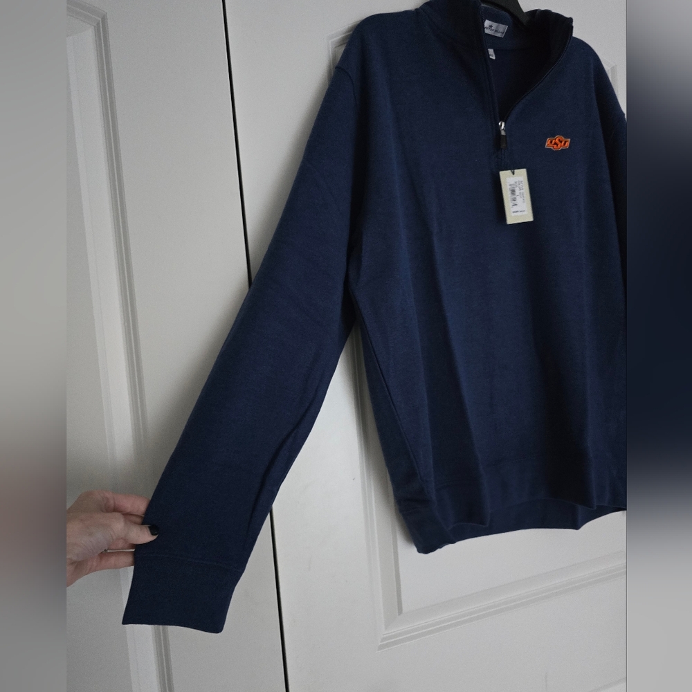 π PETER MILLAR OSU Oklahoma State University Quarter Zip Pullover Sweater - Picture 6 of 10